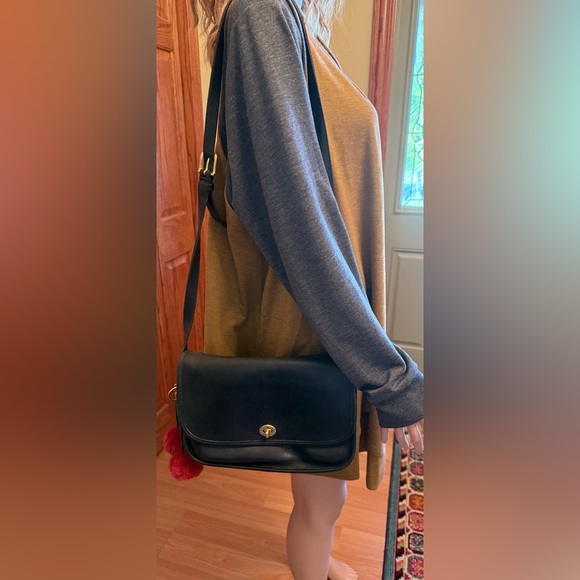 Coach Vintage 9790 City Crossbody Bag Black Natural Glove Tanned Cowhide Leather - Picture 9 of 17